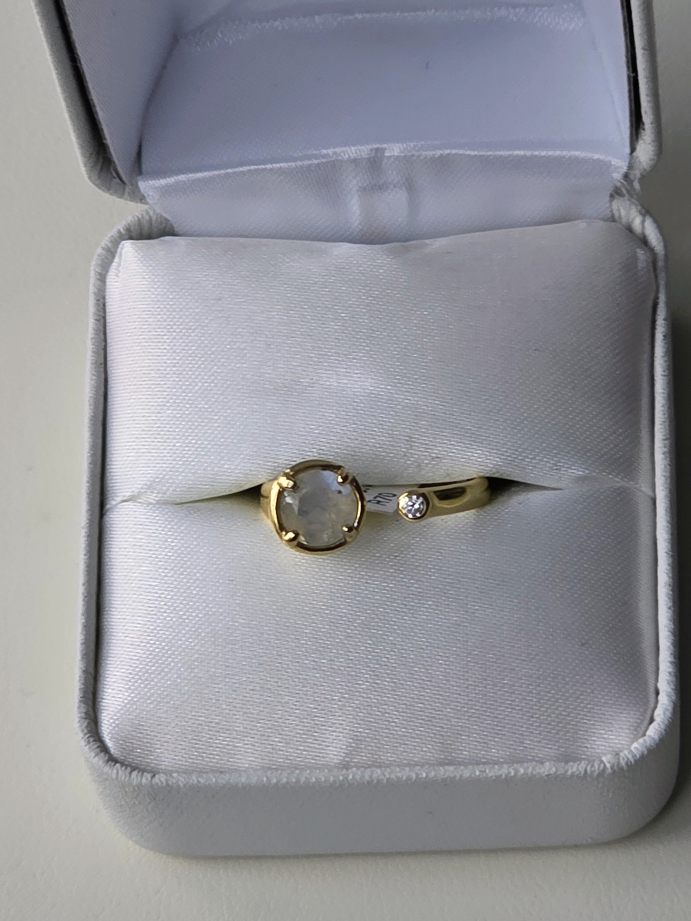 New Gold Plated Sterling Silver Moonstone Bypass Cuff Ring – 0.8ct 6mm Open Band